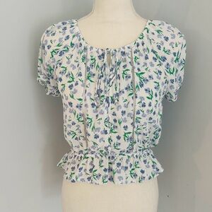 Sienna Sky Blue and Green Floral Blouse